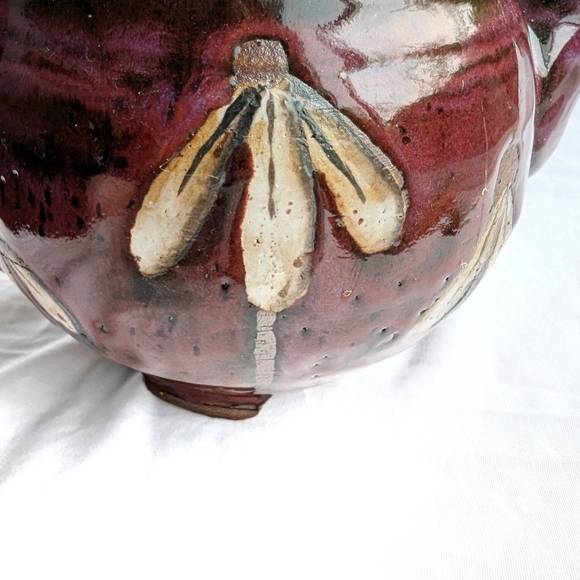 TEAPOT Handmade Vintage Glazed High Tea Art Pottery Boho Plum - Picture 5 of 10